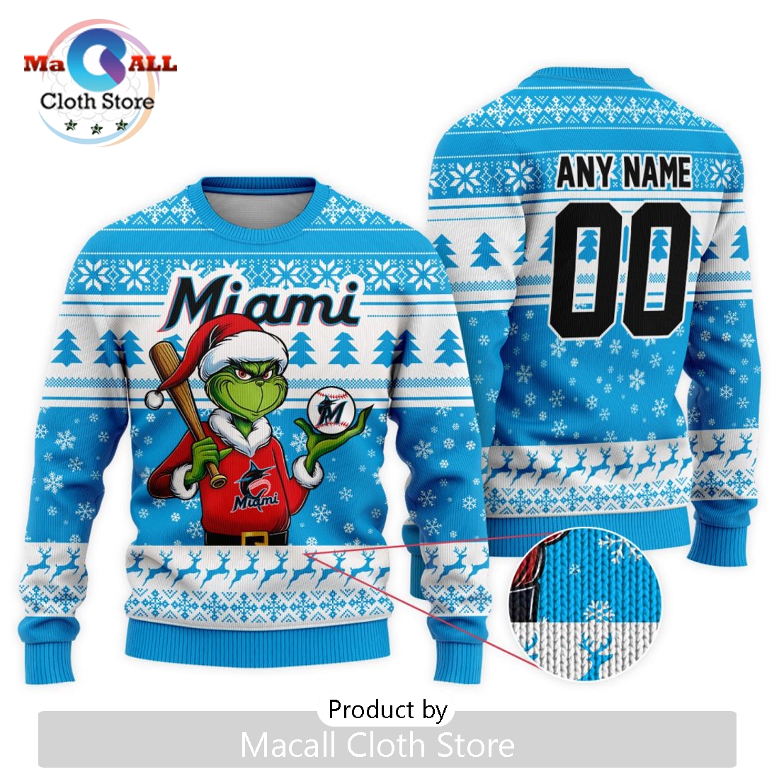 MLB Miami Marlins Grinch Christmas Sweater