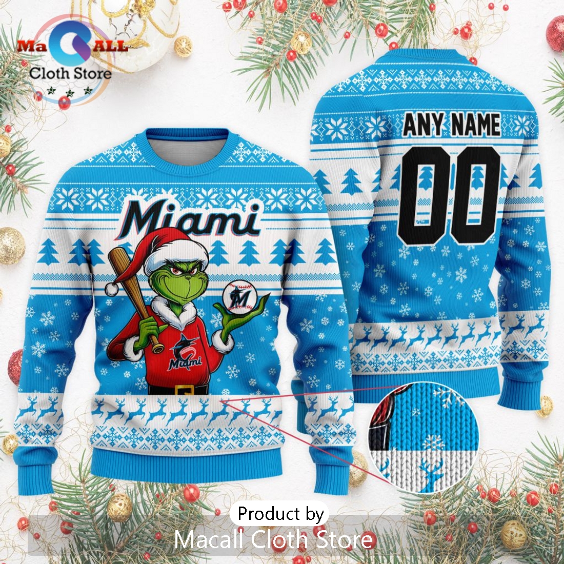 MLB Miami Marlins Grinch Christmas Sweater