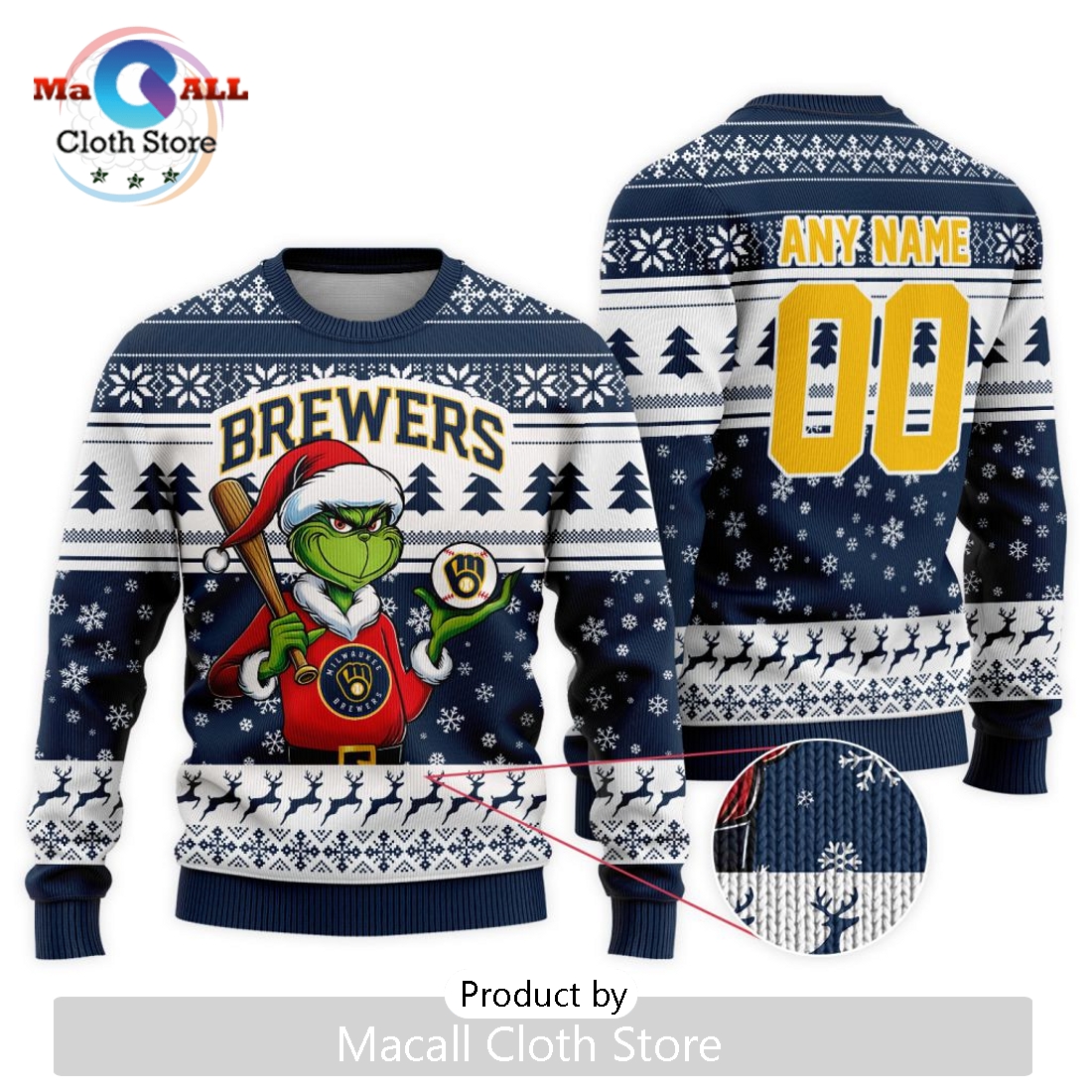 MLB Milwaukee Brewers Grinch Christmas Sweater