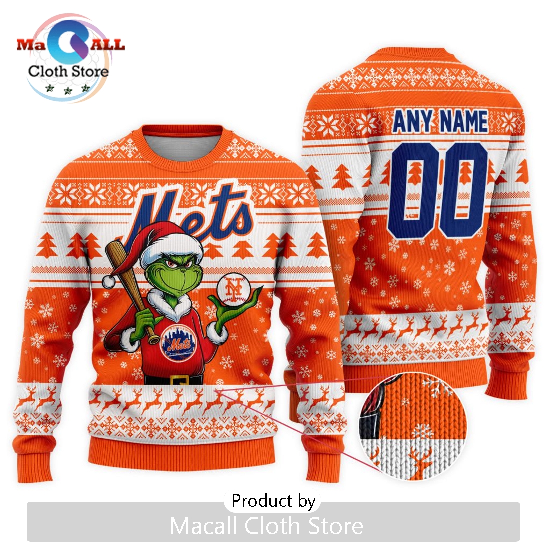 MLB New York Mets Grinch Christmas Sweater