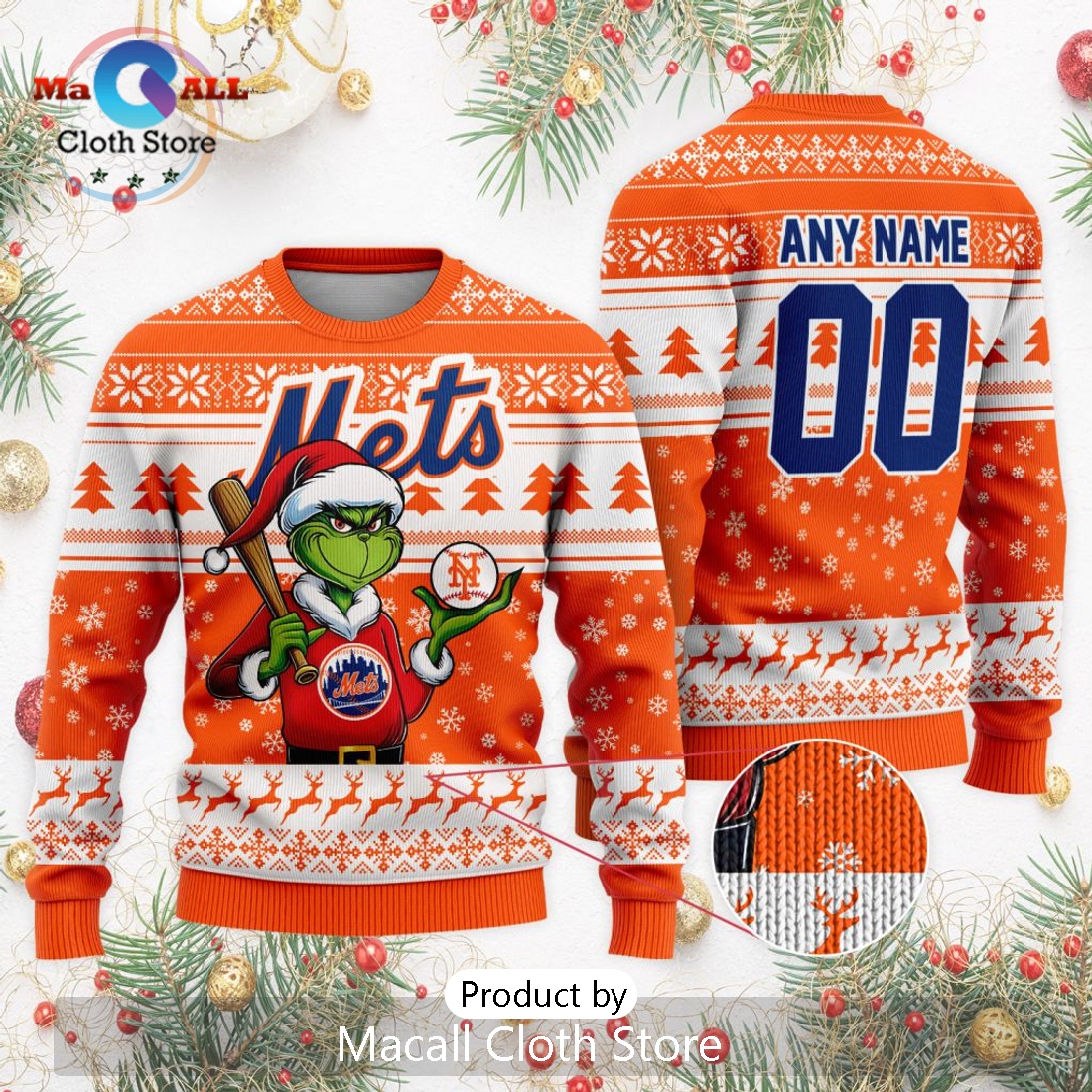 MLB New York Mets Grinch Christmas Sweater