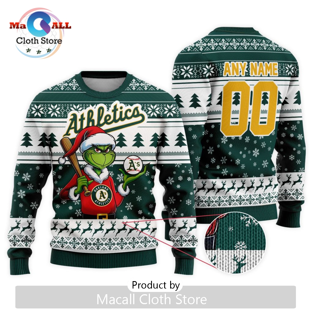 MLB Oakland Athletics Grinch Christmas Sweater