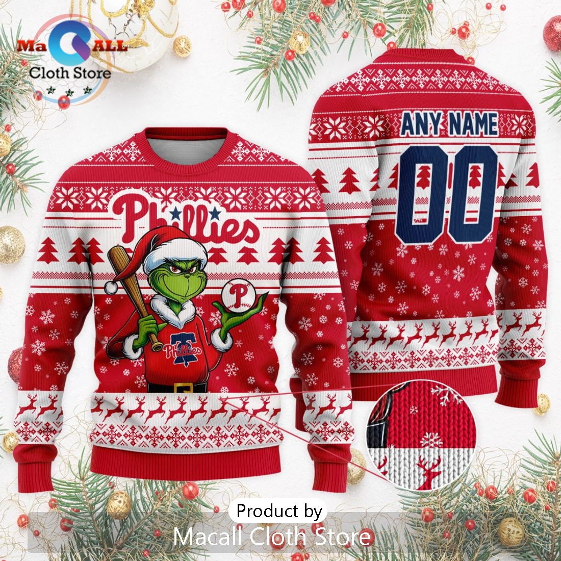 MLB Philadelphia Phillies Grinch Christmas Sweater