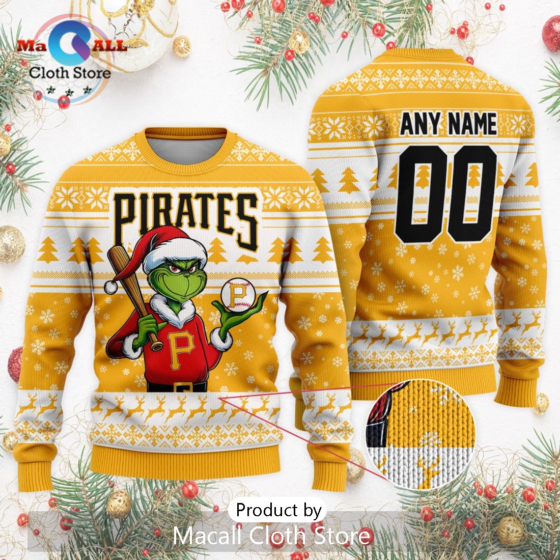 MLB Pittsburgh Pirates Grinch Christmas Sweater