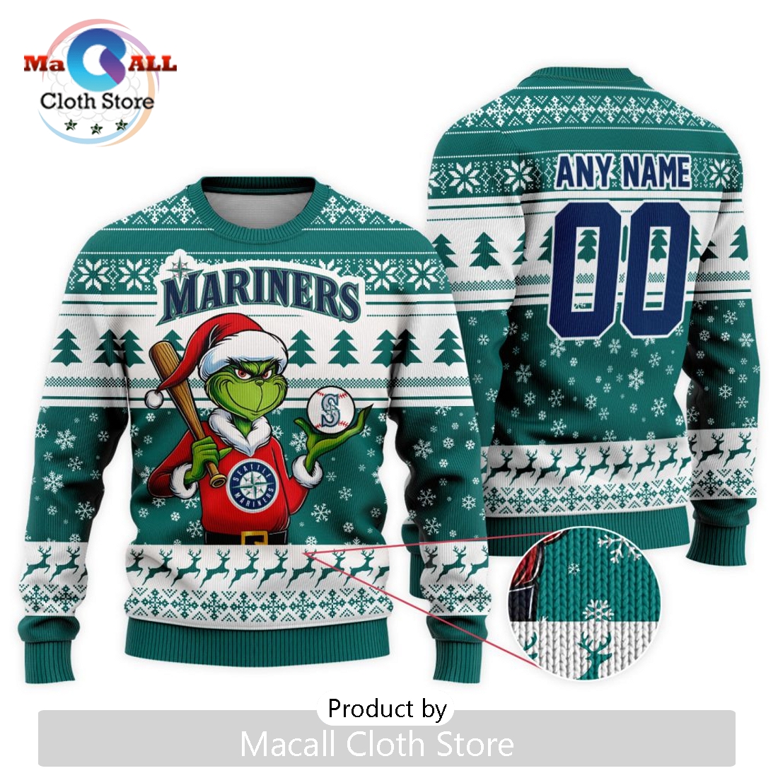 MLB Seattle Mariners Grinch Christmas Sweater