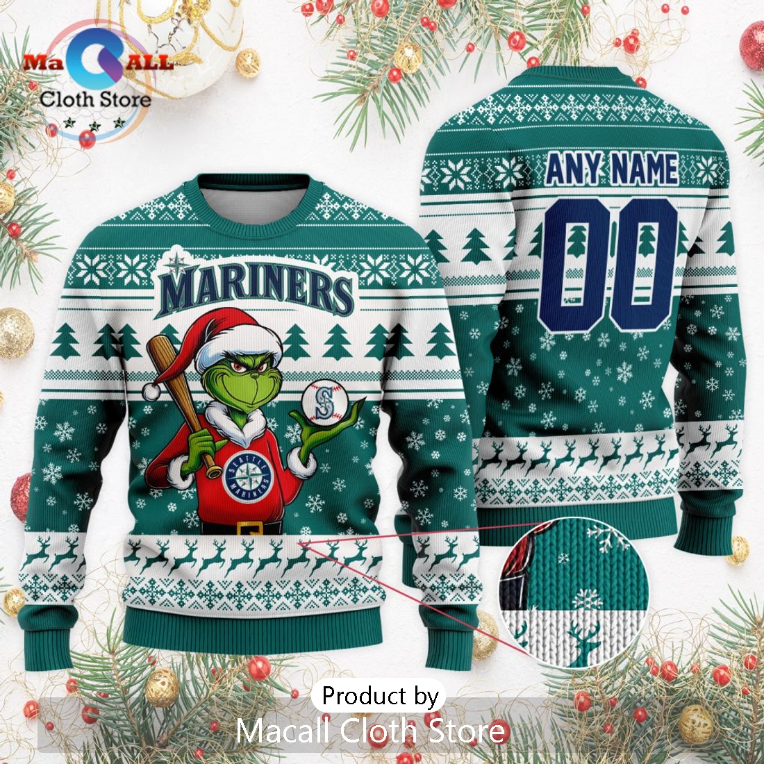 MLB Seattle Mariners Grinch Christmas Sweater