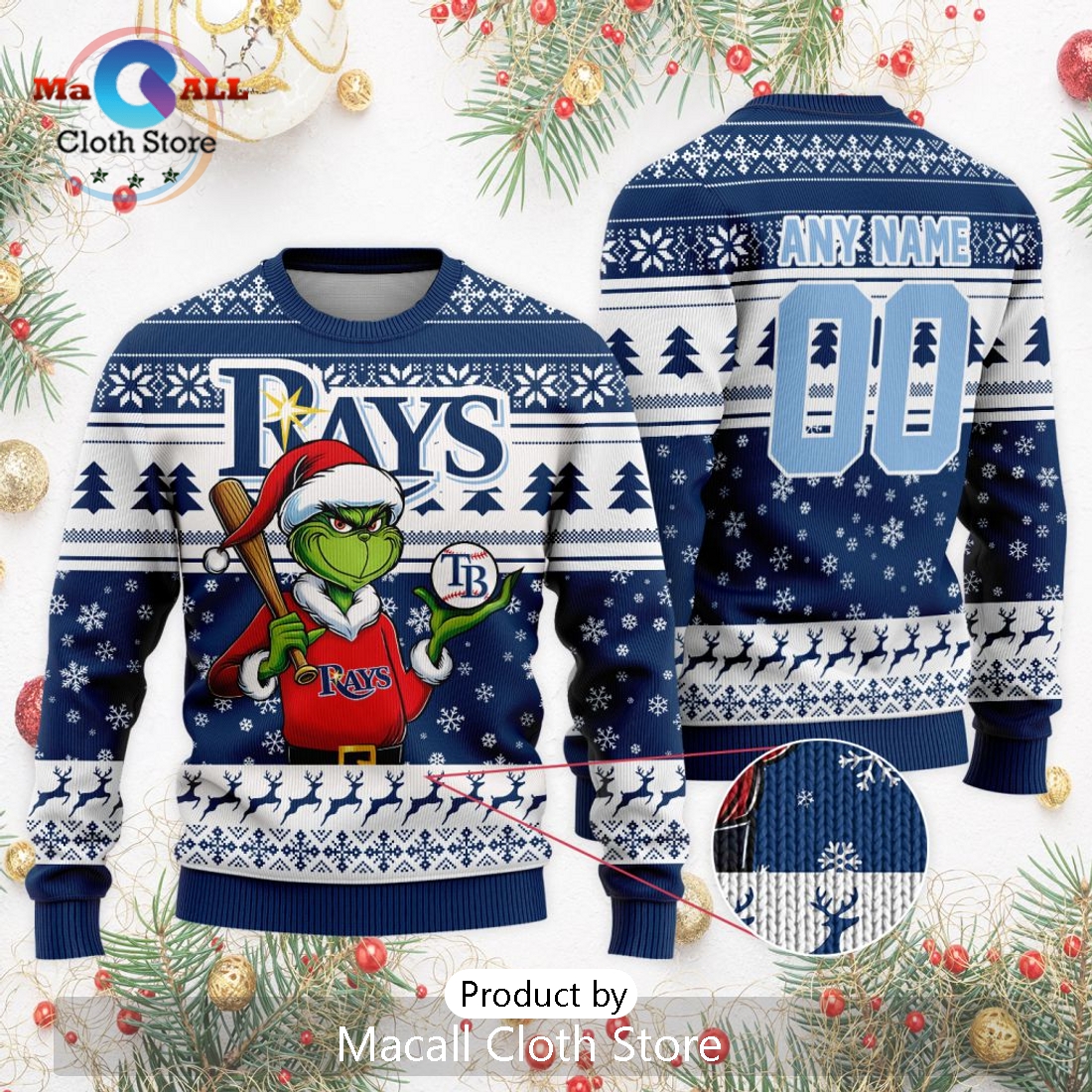 MLB Tampa Bay Rays Grinch Christmas Sweater