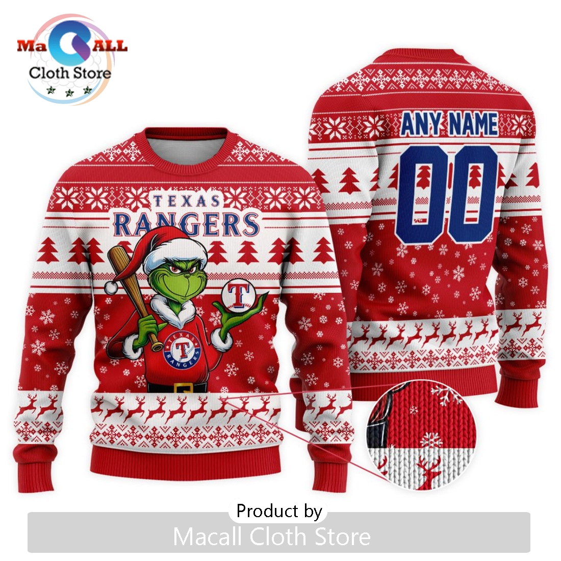 MLB Texas Rangers Grinch Christmas Sweater