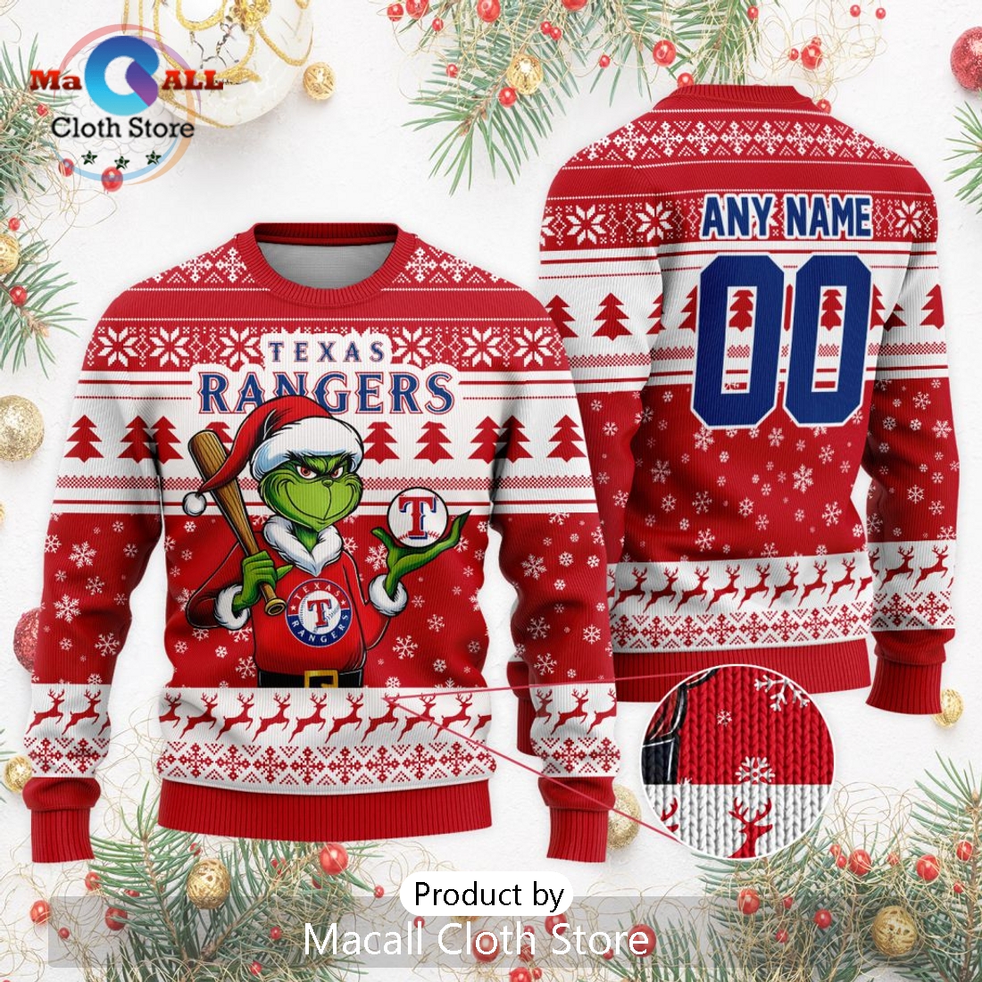 MLB Texas Rangers Grinch Christmas Sweater