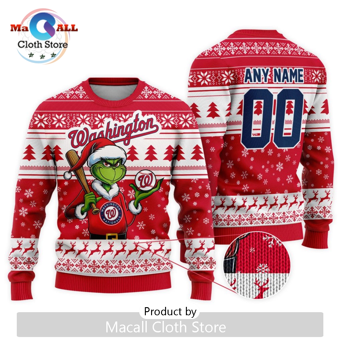 MLB Washington Nationals Grinch Christmas Sweater