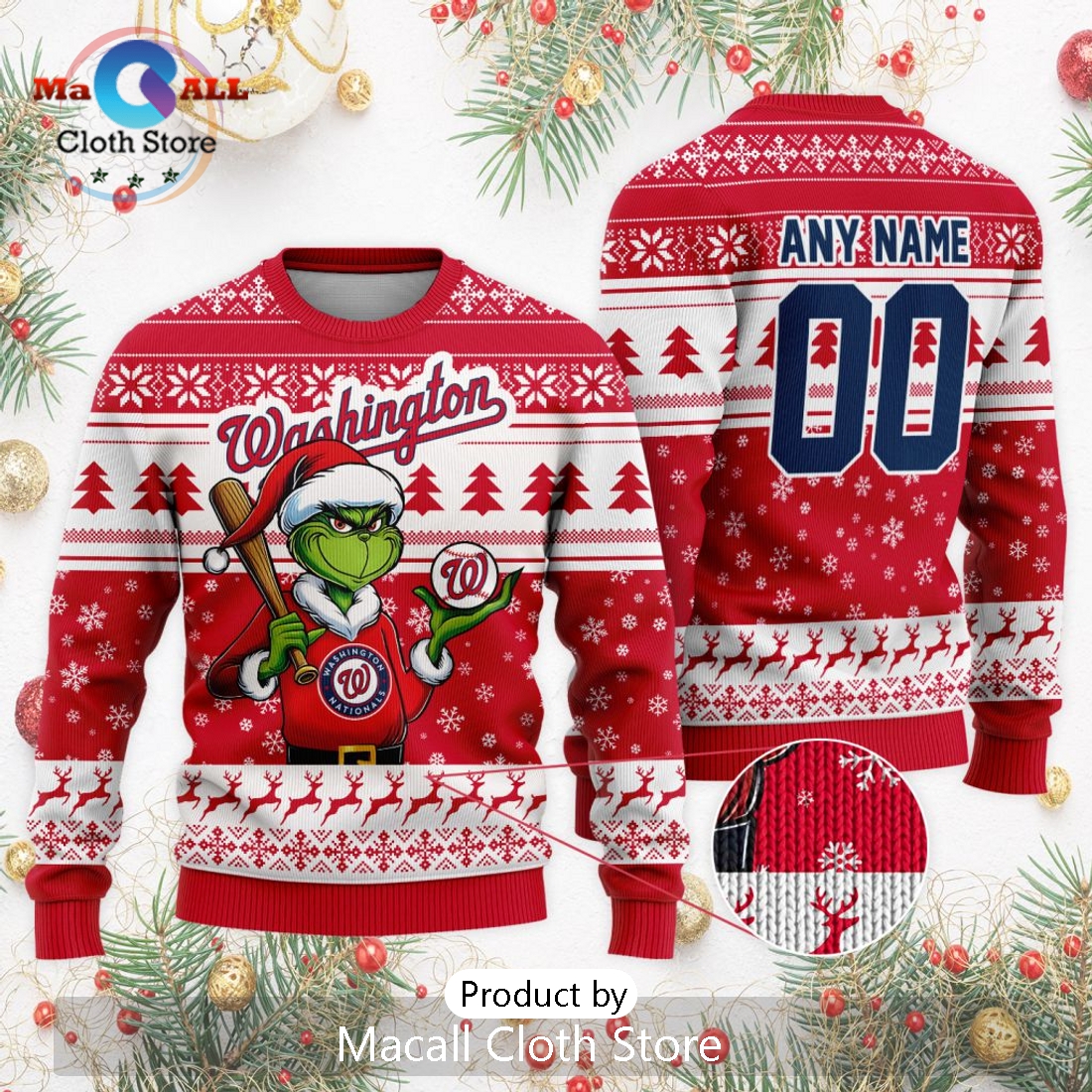 MLB Washington Nationals Grinch Christmas Sweater