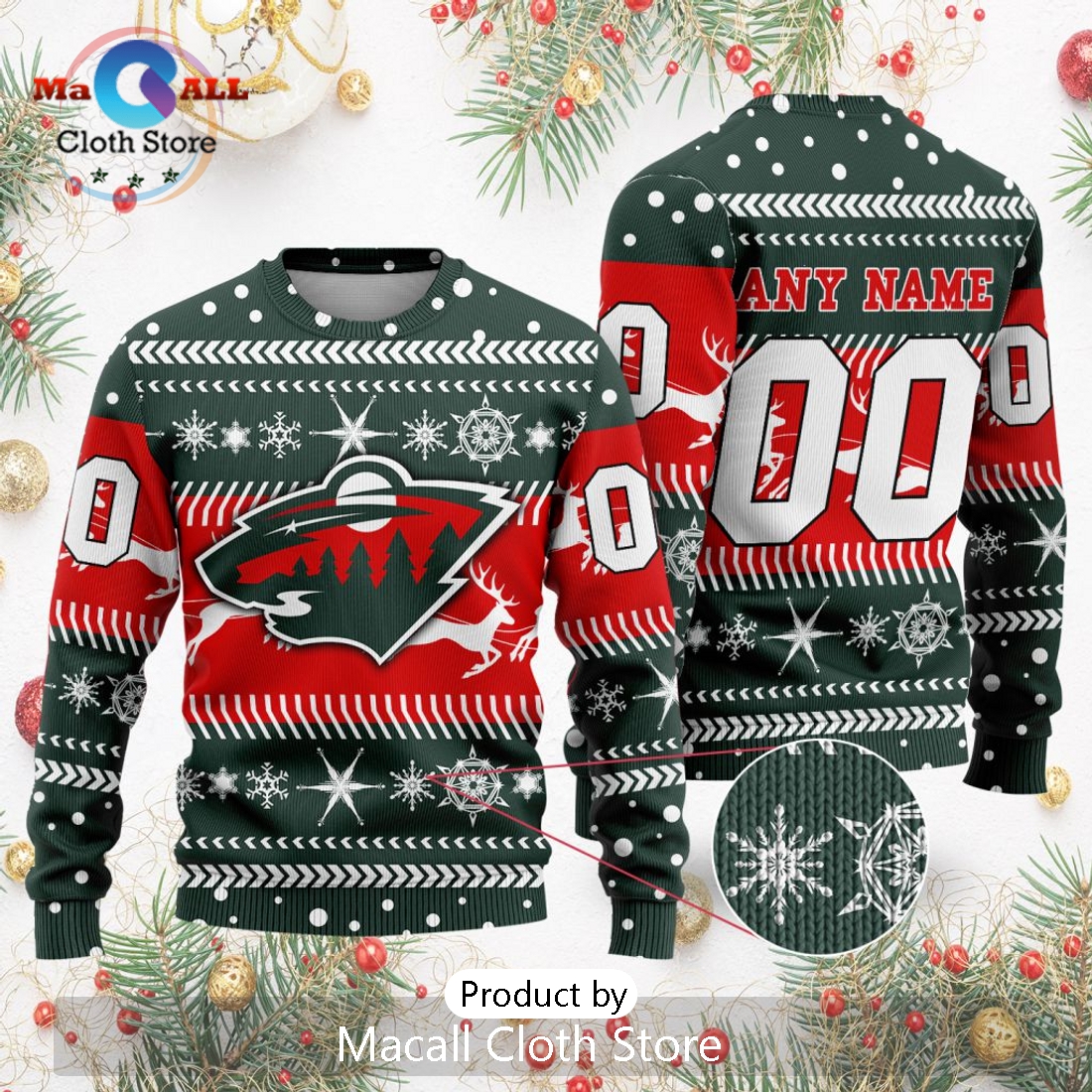 NHL Minnesota Wild 2024 Sweater For Chrismas Season