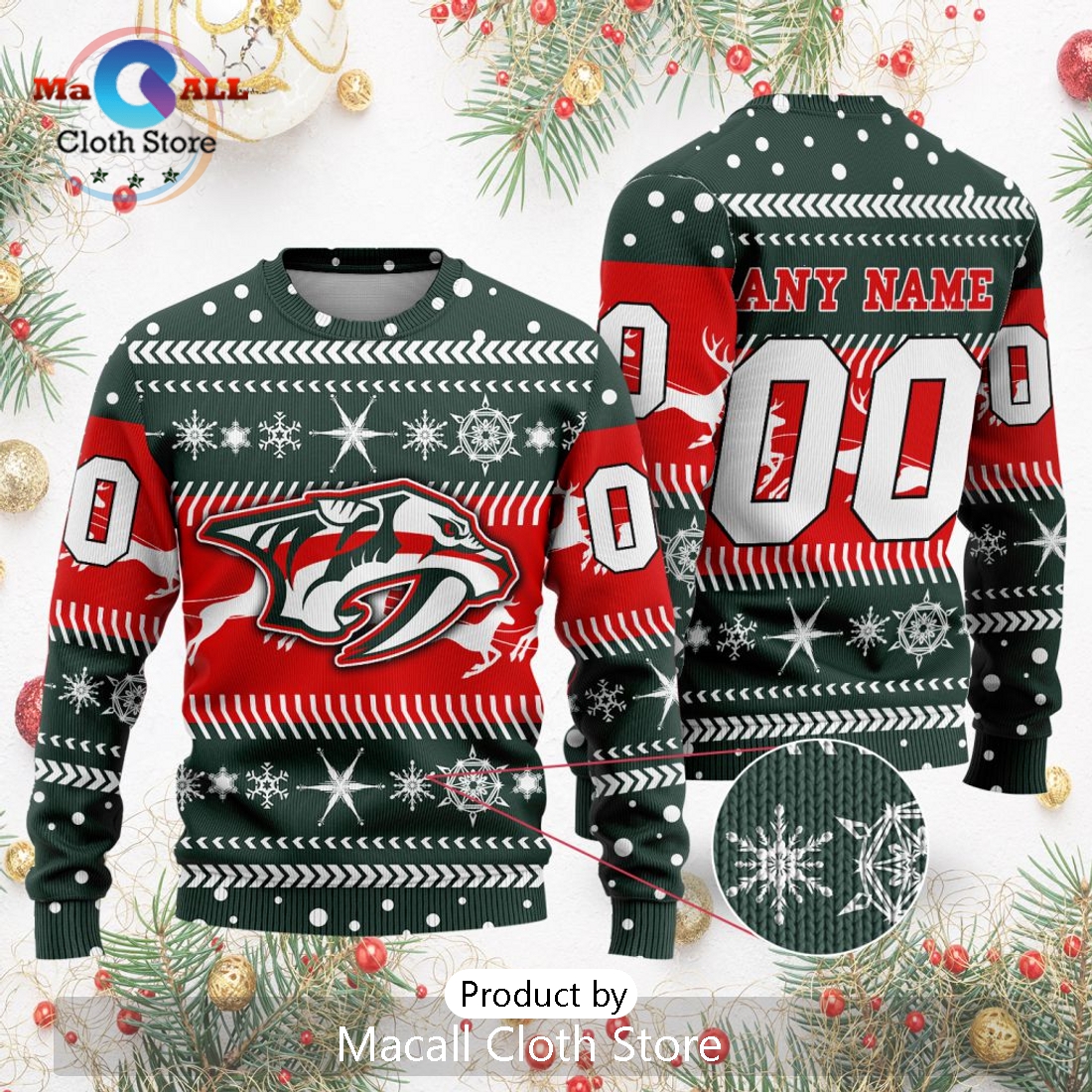 NHL Nashville Predators 2024 Sweater For Chrismas Season