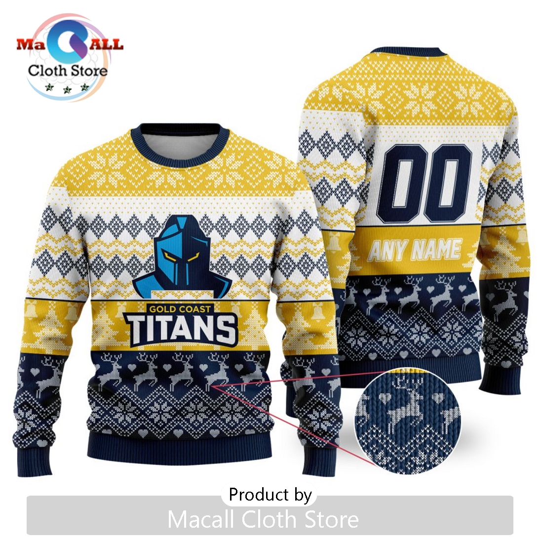 NRL Gold Coast Titans 2024 Ugly Christmas Sweater