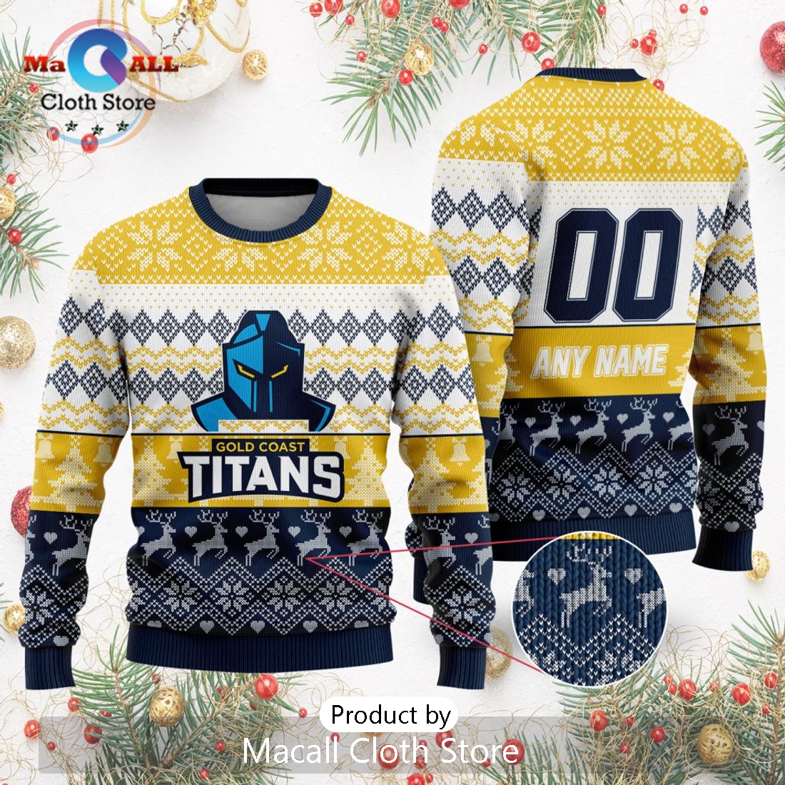 NRL Gold Coast Titans 2024 Ugly Christmas Sweater