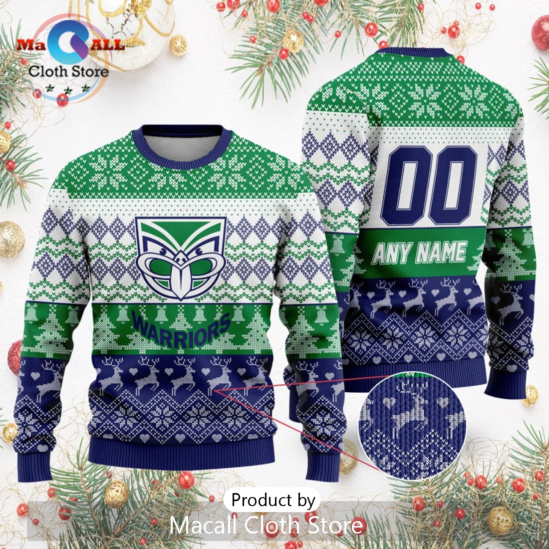 NRL New Zealand Warriors 2024 Ugly Christmas Sweater