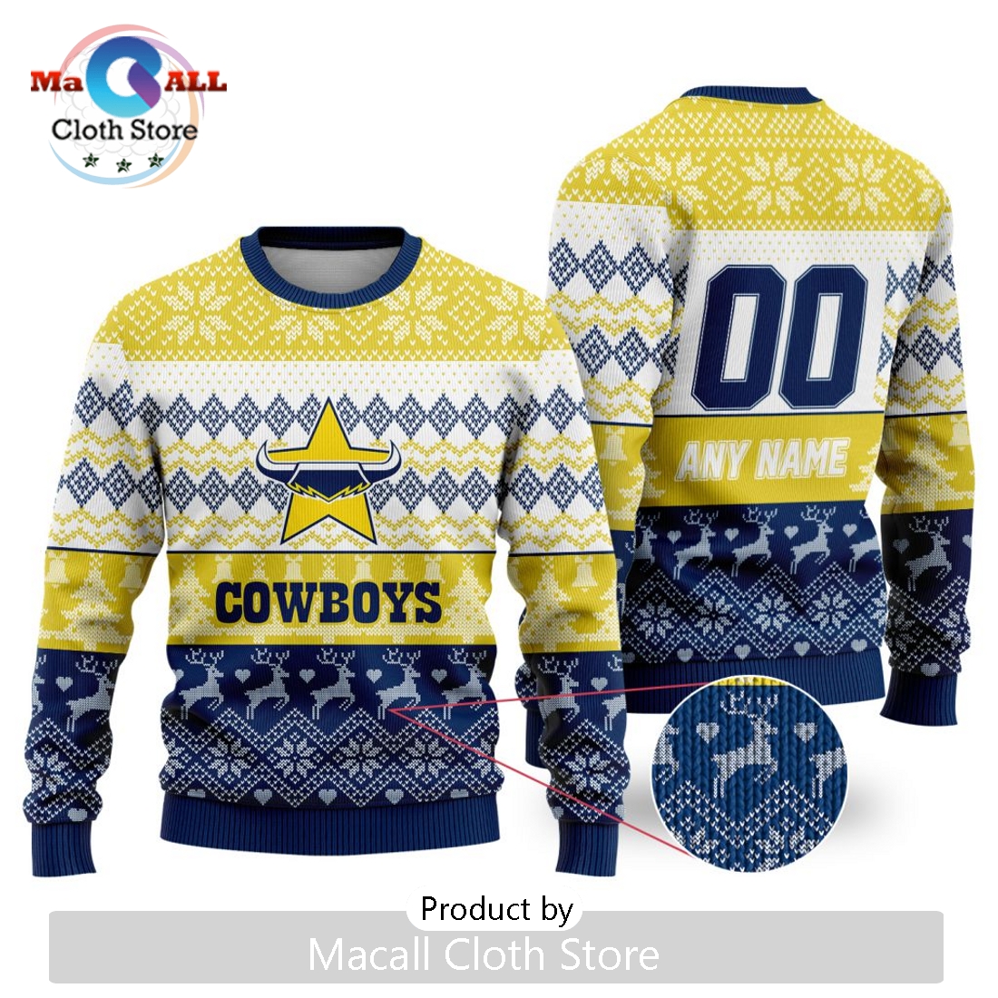 NRL North Queensland Cowboys 2024 Ugly Christmas Sweater