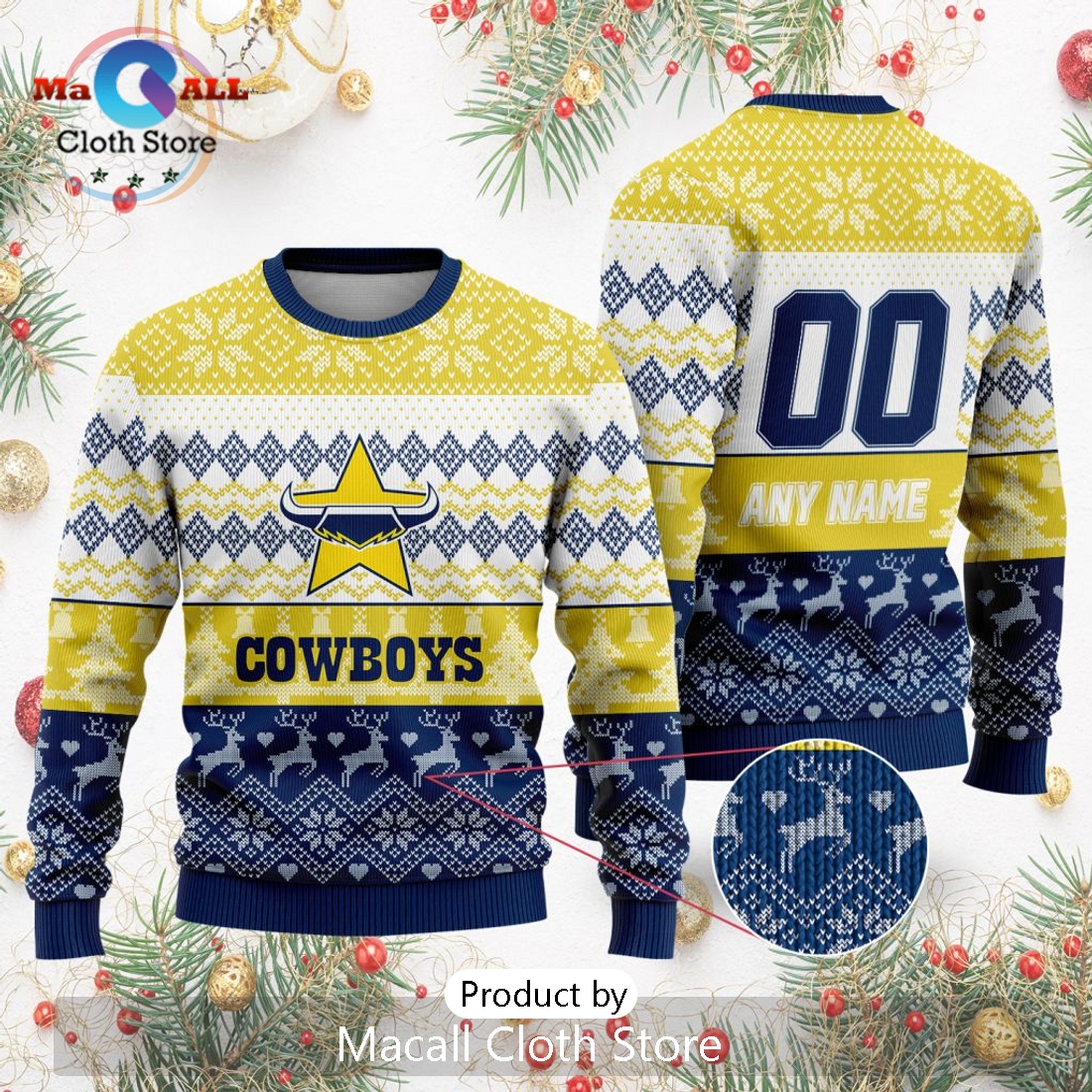 NRL North Queensland Cowboys 2024 Ugly Christmas Sweater