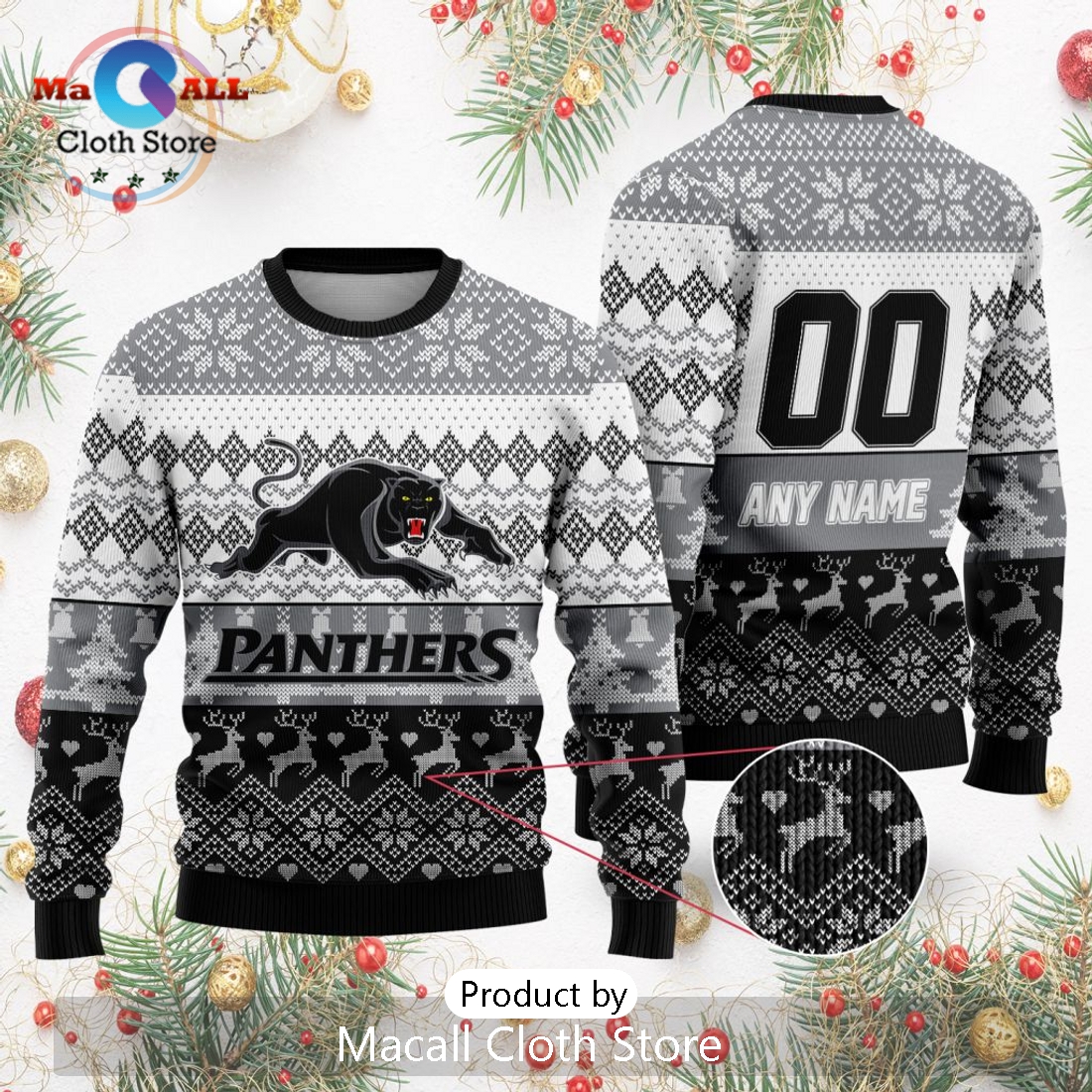 NRL Penrith Panthers 2024 Ugly Christmas Sweater