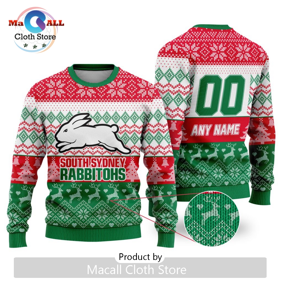 NRL South Sydney Rabbitohs 2024 Ugly Christmas Sweater