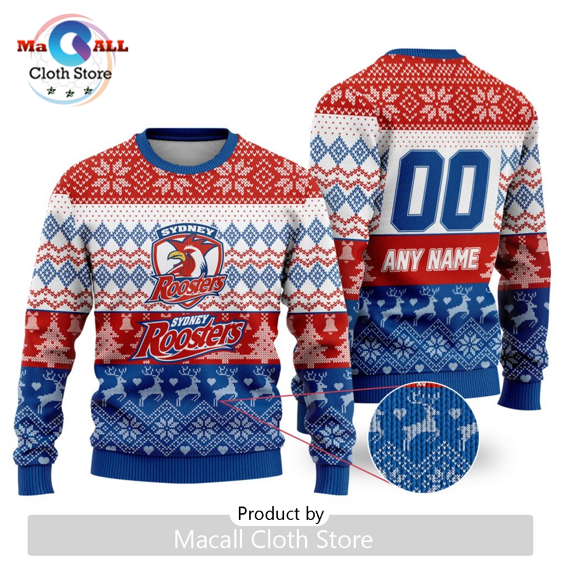 NRL Sydney Roosters 2024 Ugly Christmas Sweater