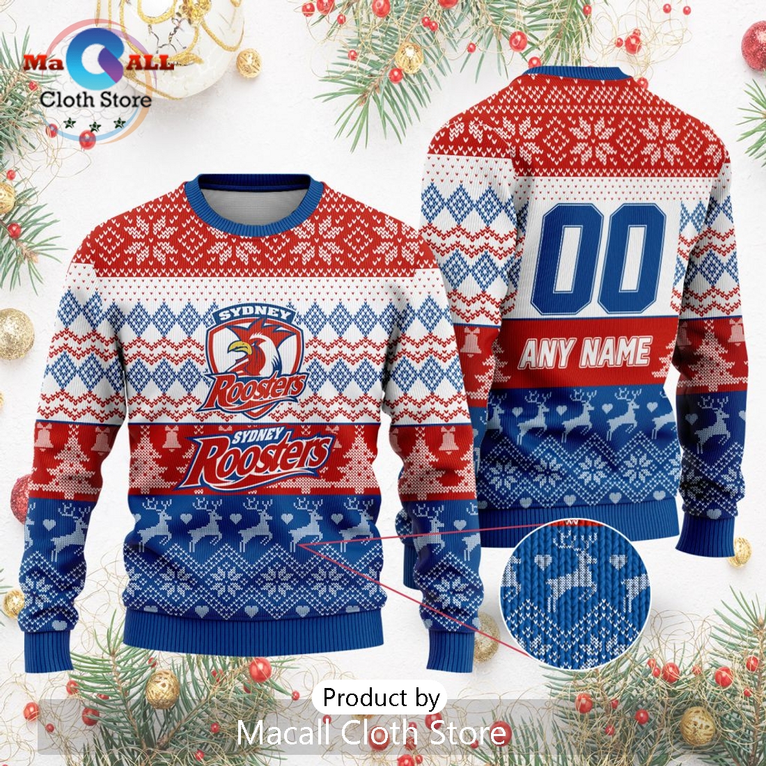 NRL Sydney Roosters 2024 Ugly Christmas Sweater