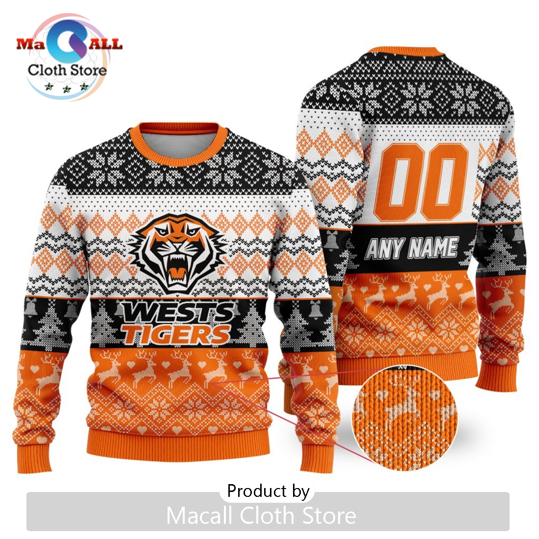 NRL Wests Tigers 2024 Ugly Christmas Sweater