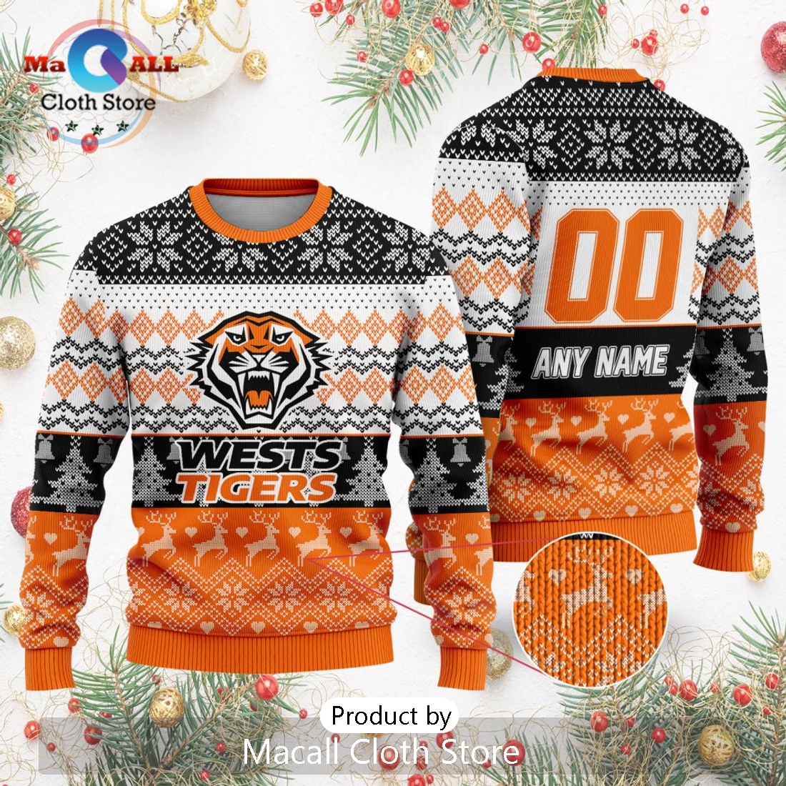 NRL Wests Tigers 2024 Ugly Christmas Sweater