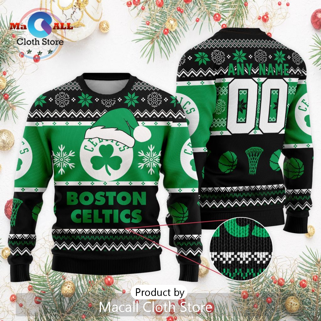 Personalized NBA Boston Celtics 2024 Christmas Ugly Sweater