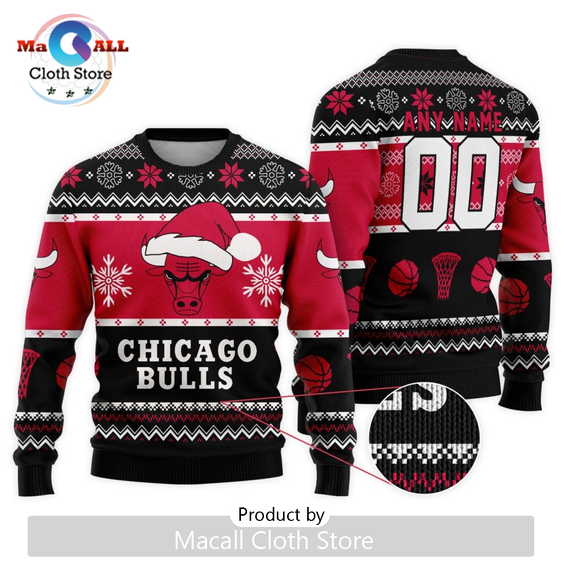 Personalized NBA Chicago Bulls 2024 Christmas Ugly Sweater