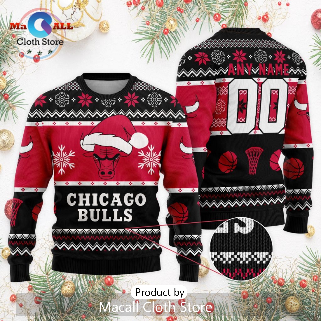 Personalized NBA Chicago Bulls 2024 Christmas Ugly Sweater