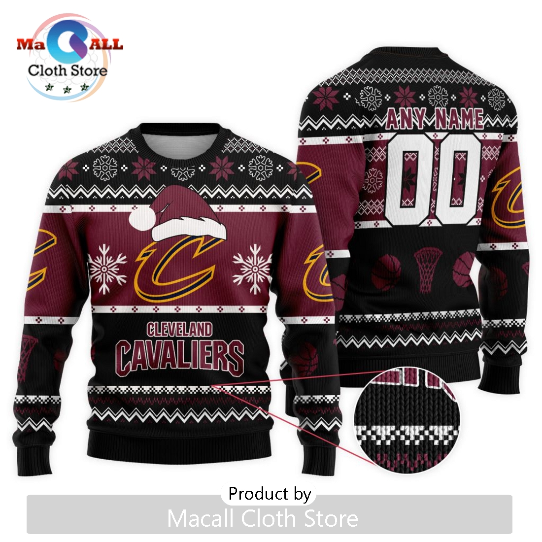 Personalized NBA Cleveland Cavaliers 2024 Christmas Ugly Sweater