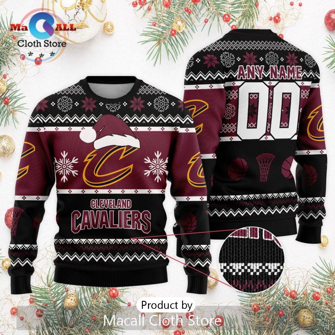 Personalized NBA Cleveland Cavaliers 2024 Christmas Ugly Sweater