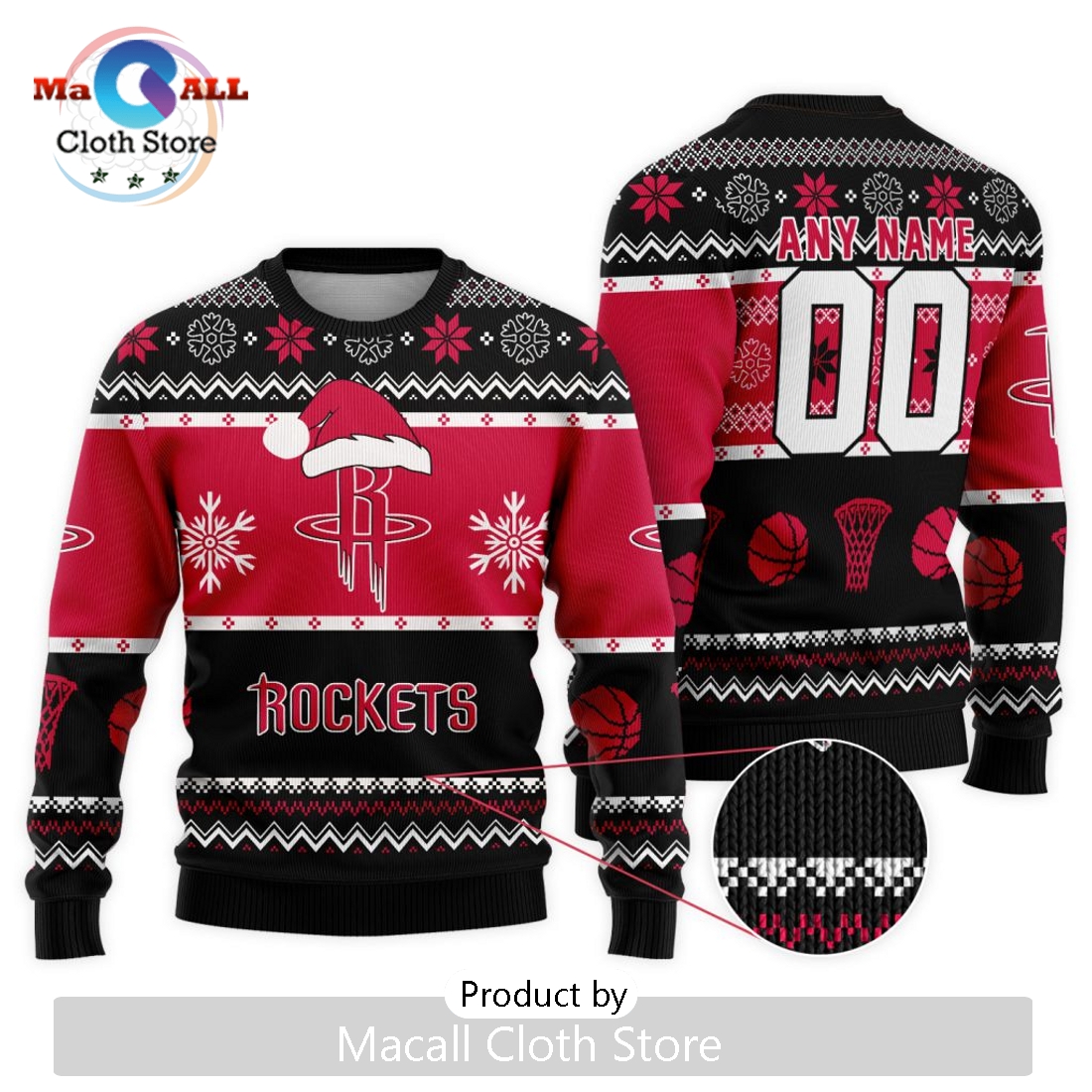 Personalized NBA Houston Rockets 2024 Christmas Ugly Sweater