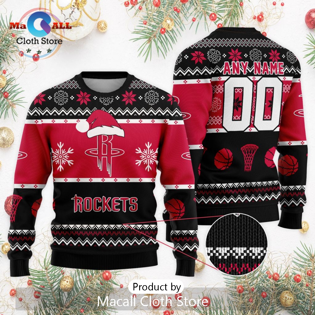 Personalized NBA Houston Rockets 2024 Christmas Ugly Sweater