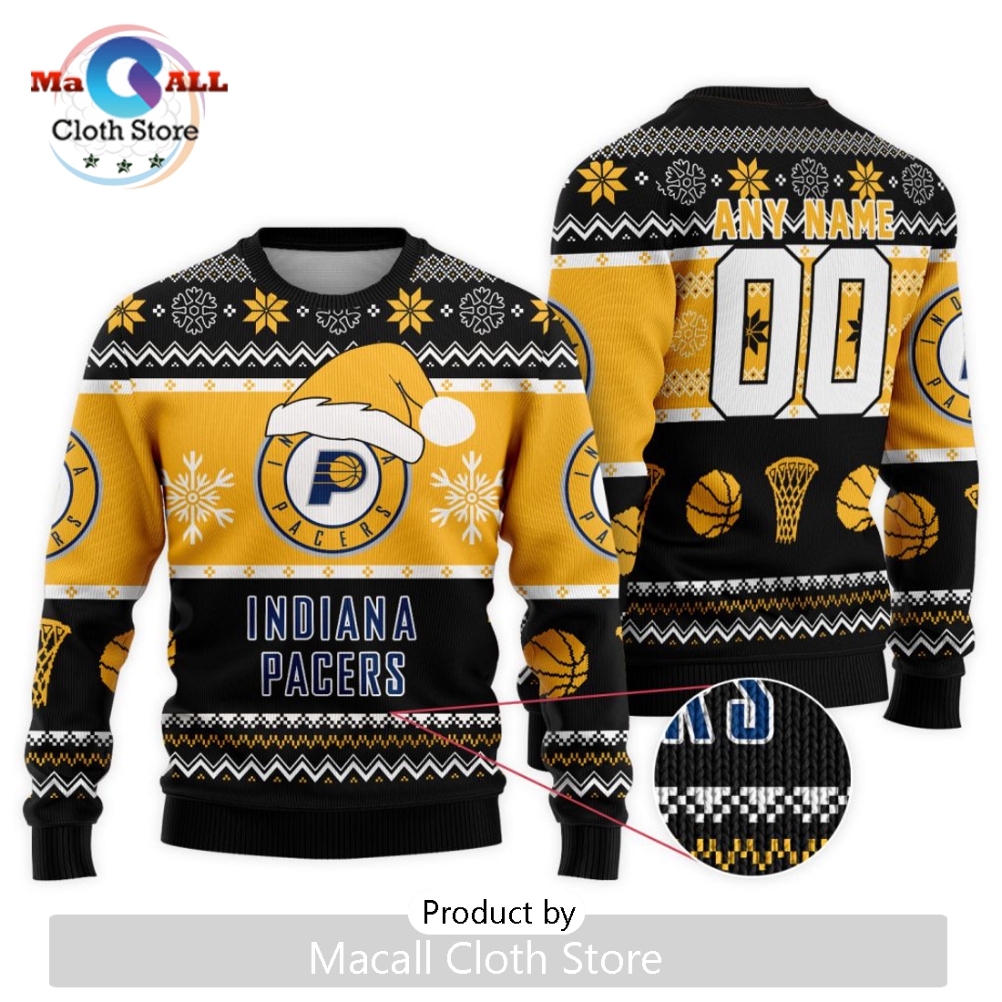 Personalized NBA Indiana Pacers 2024 Christmas Ugly Sweater