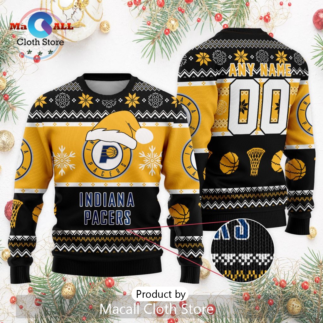 Personalized NBA Indiana Pacers 2024 Christmas Ugly Sweater