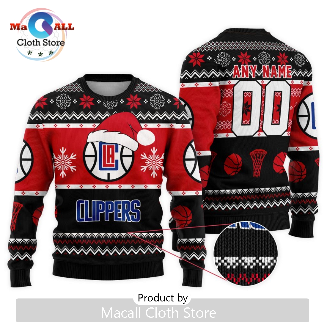 Personalized NBA Los Angeles Clippers 2024 Christmas Ugly Sweater