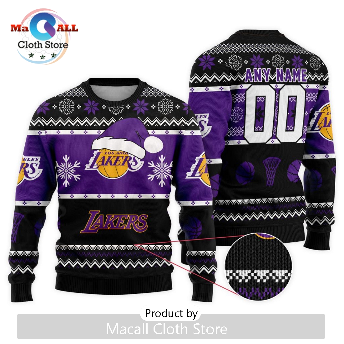 Personalized NBA Los Angeles Lakers 2024 Christmas Ugly Sweater
