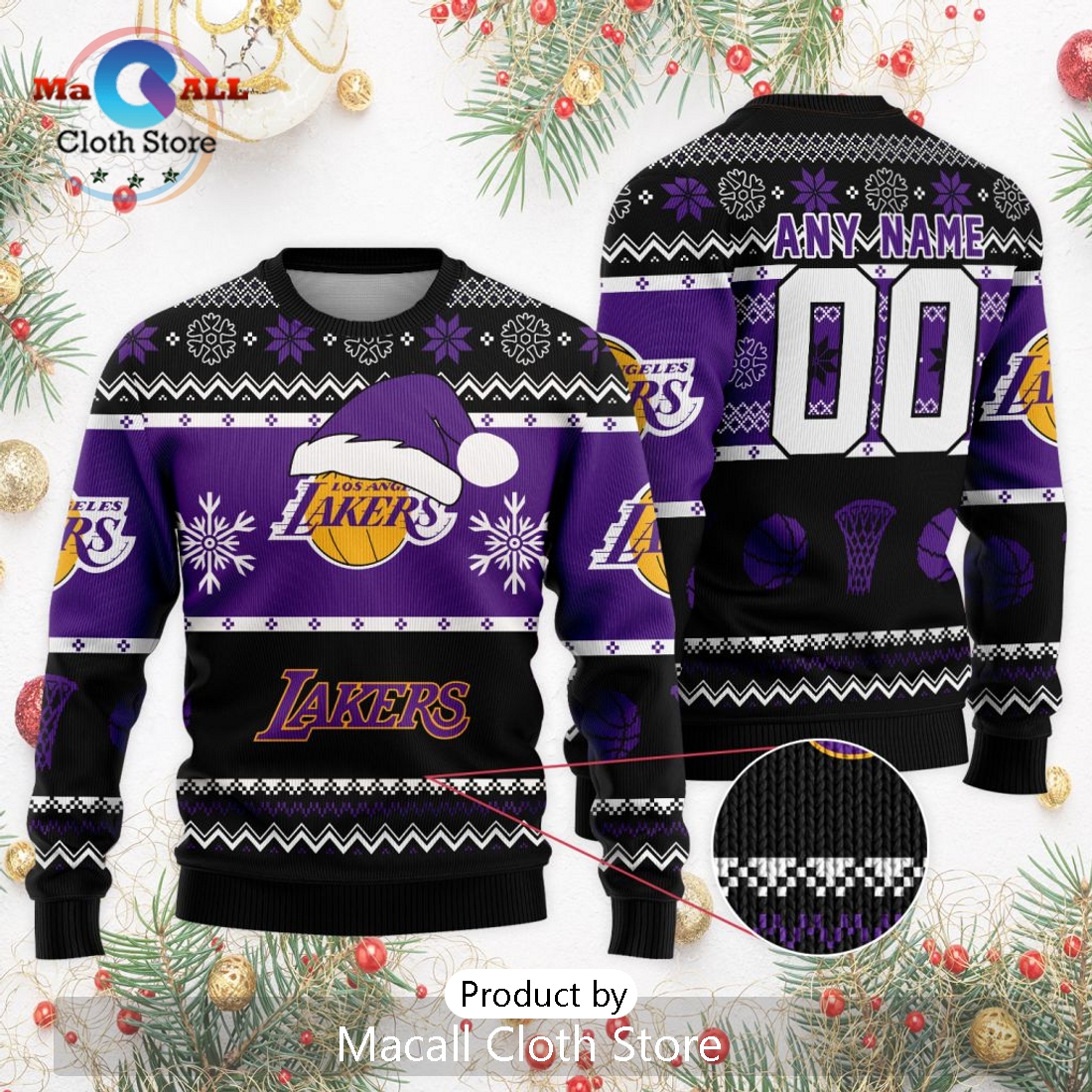 Personalized NBA Los Angeles Lakers 2024 Christmas Ugly Sweater