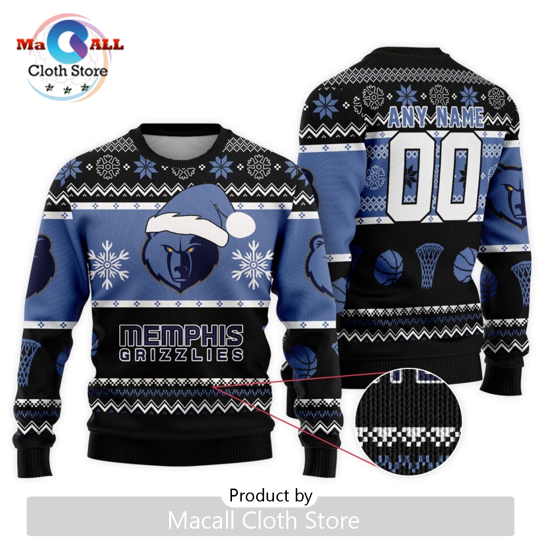 Personalized NBA Memphis Grizzlies 2024 Christmas Ugly Sweater