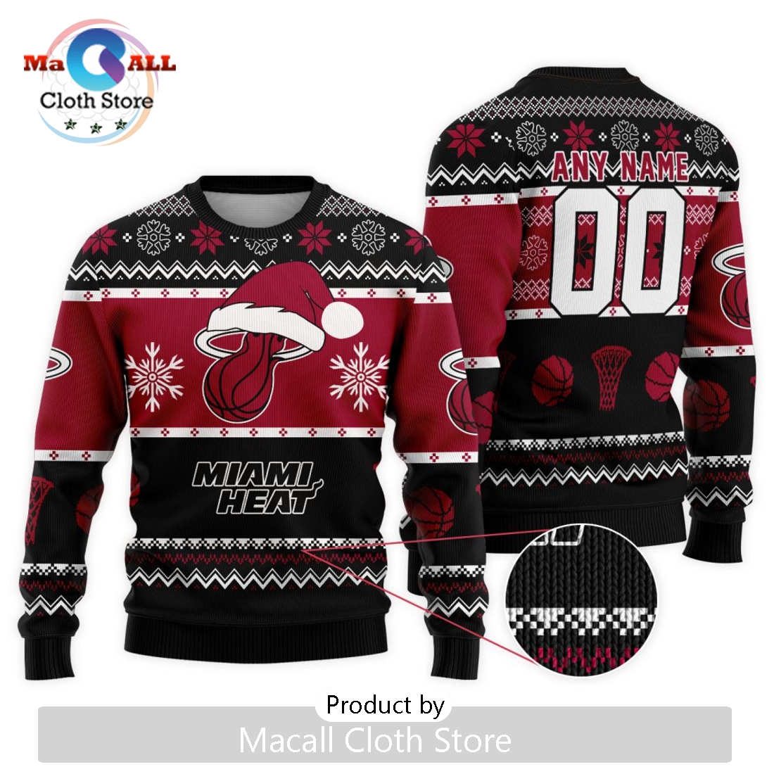 Personalized NBA Miami Heat 2024 Christmas Ugly Sweater