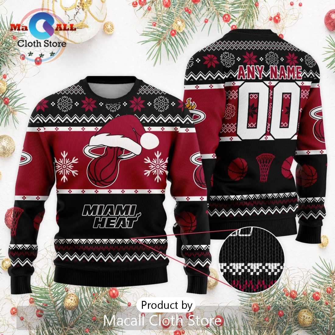 Personalized NBA Miami Heat 2024 Christmas Ugly Sweater
