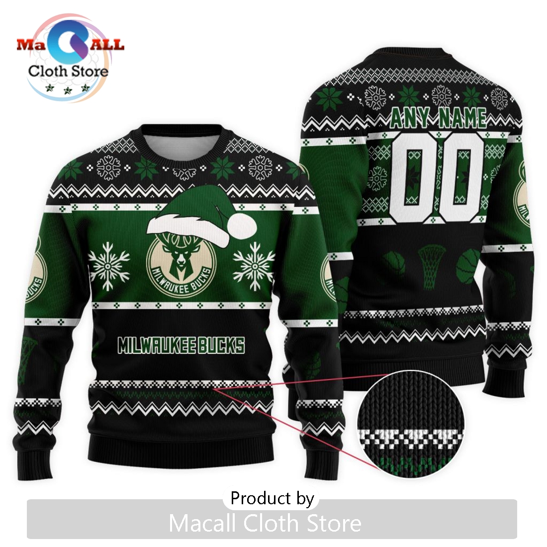 Personalized NBA Milwaukee Bucks 2024 Christmas Ugly Sweater