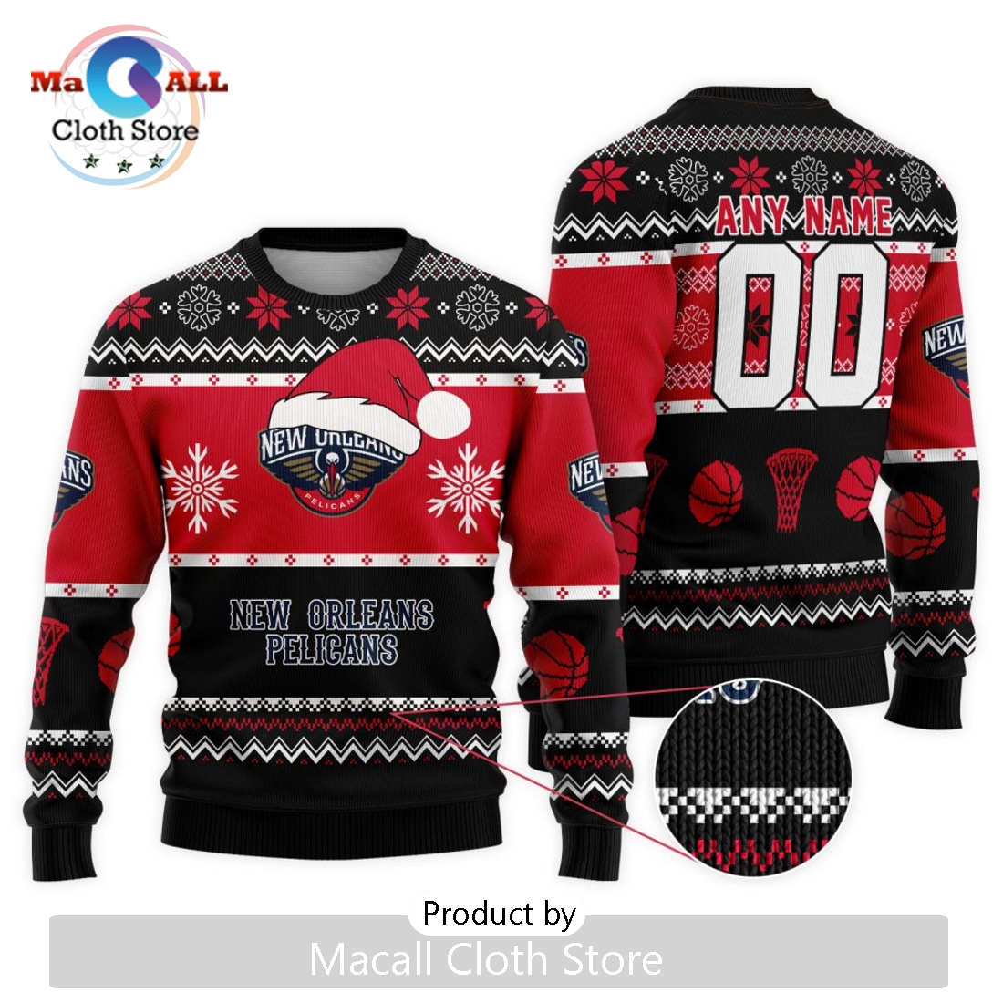 Personalized NBA New Orleans Pelicans 2024 Christmas Ugly Sweater