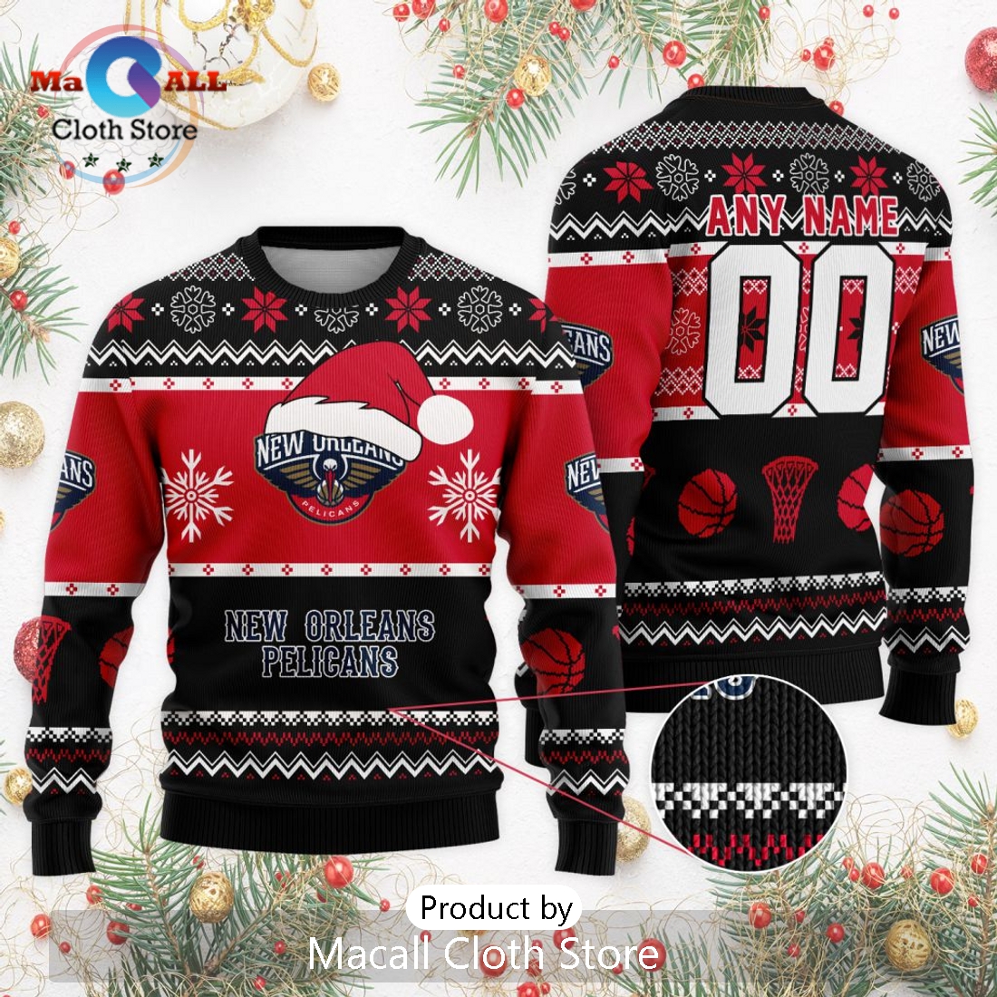 Personalized NBA New Orleans Pelicans 2024 Christmas Ugly Sweater