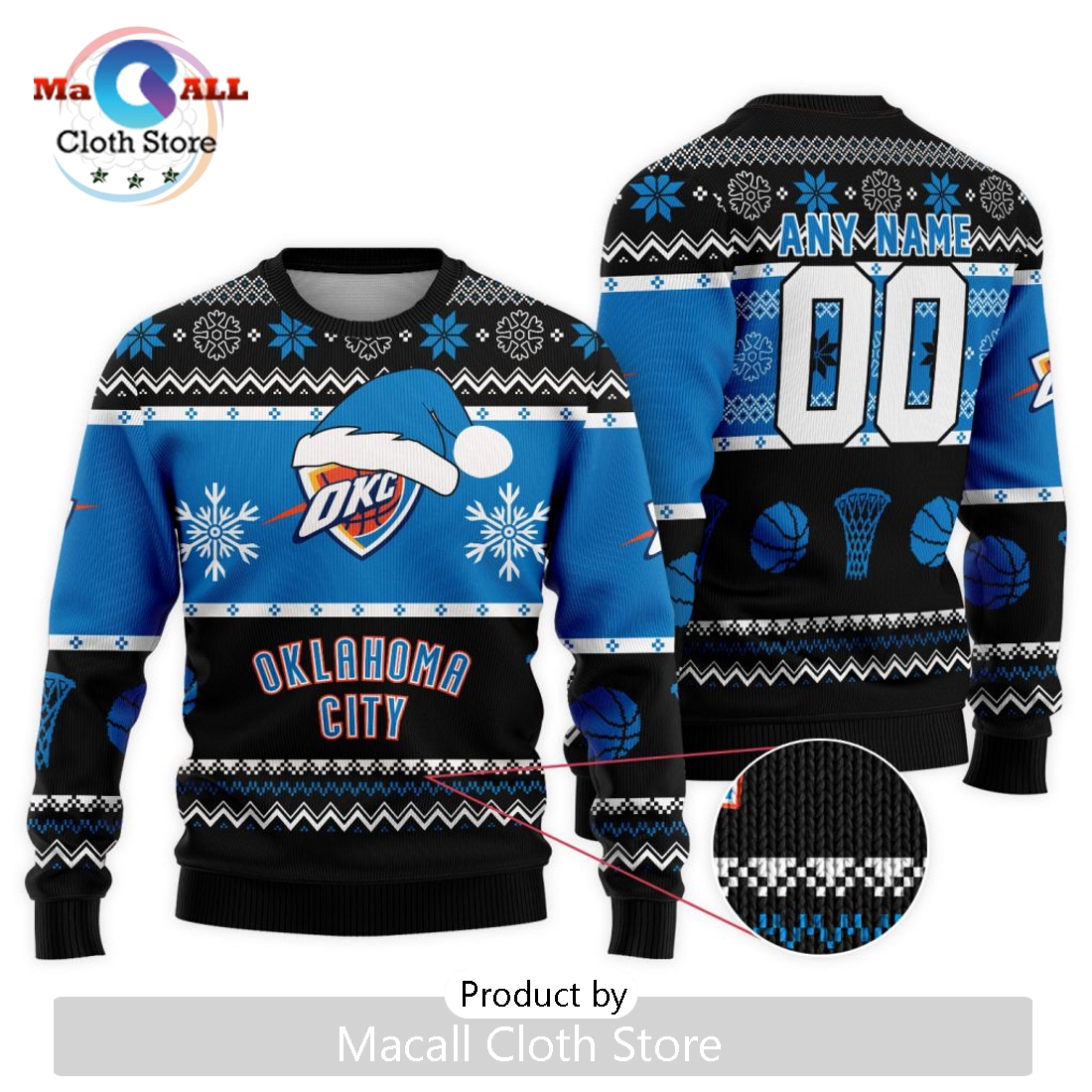 Personalized NBA Oklahoma City Thunder 2024 Christmas Ugly Sweater