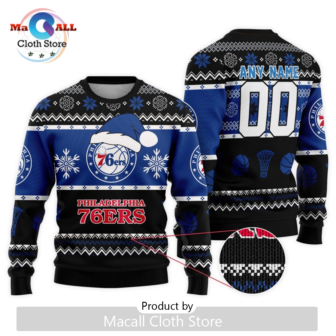 Personalized NBA Philadelphia 76ers 2024 Christmas Ugly Sweater