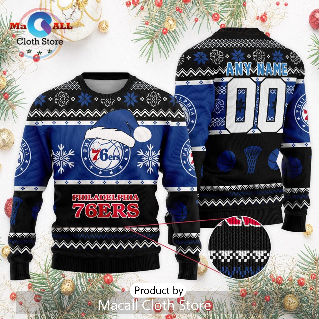 Personalized NBA Philadelphia 76ers 2024 Christmas Ugly Sweater