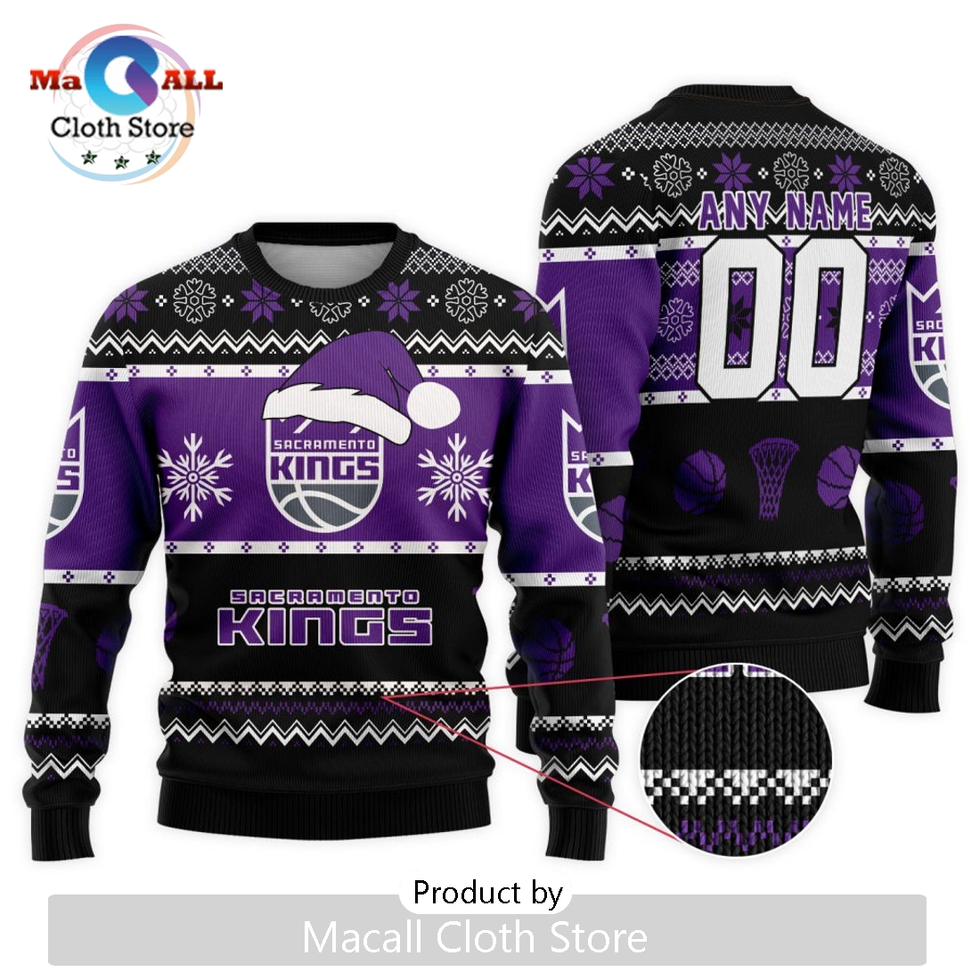 Personalized NBA Sacramento Kings 2024 Christmas Ugly Sweater